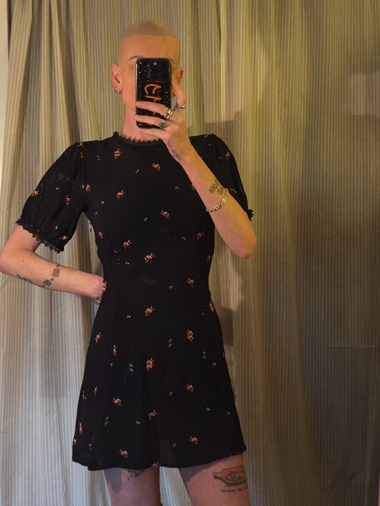 Topshop Dresses & Skirts - Topshop Black Mini Dress with Pink Floral Print